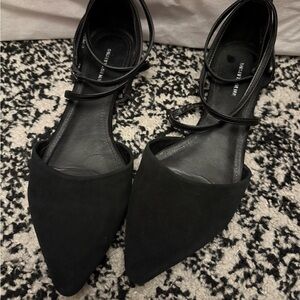 Saks Fifth Avenue  Elegant Black Flats with Dual Straps